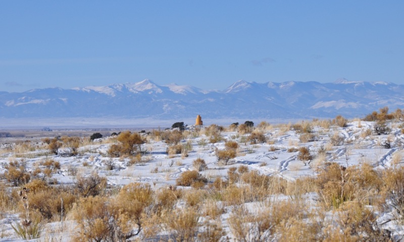 snowy scene on Christmas Day in Colorado's San Luis Valley